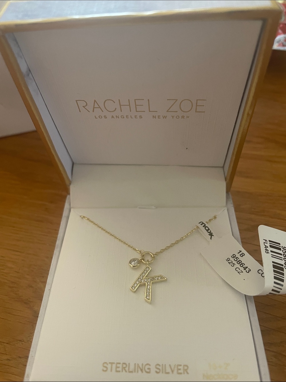Rachel Zoe Gold-Tone Initial K Pendant Necklace with Clear Crystals
